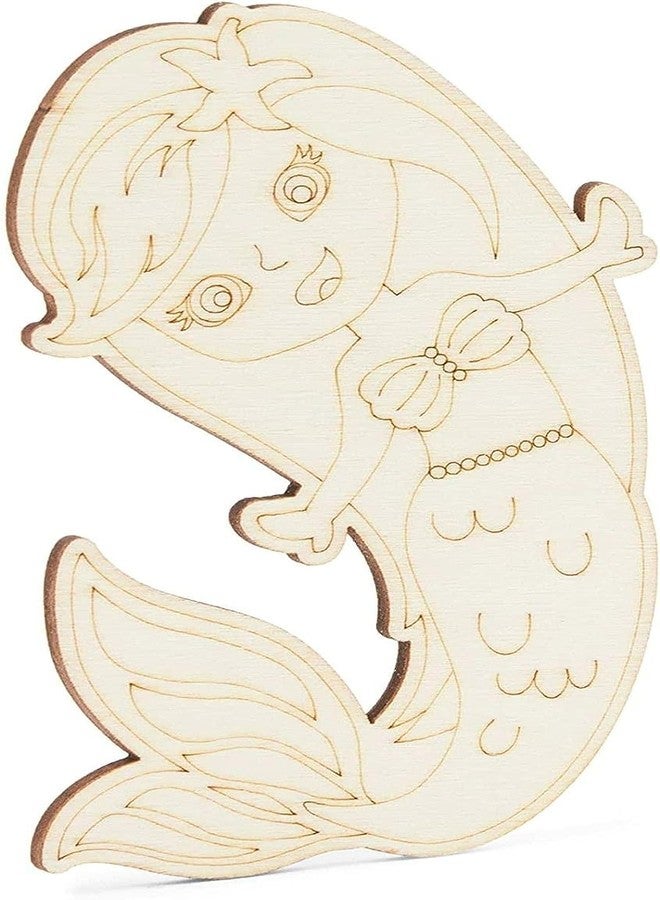 Haoser 24 Pieces Unfinished Sea Creatures Wood Cutouts for Crafts, Wooden Ocean Animals,Kids Art and Craft kit(Turtle, Seahorse, Starfish, Mermaid) Return Gifts for Kids - Image 5